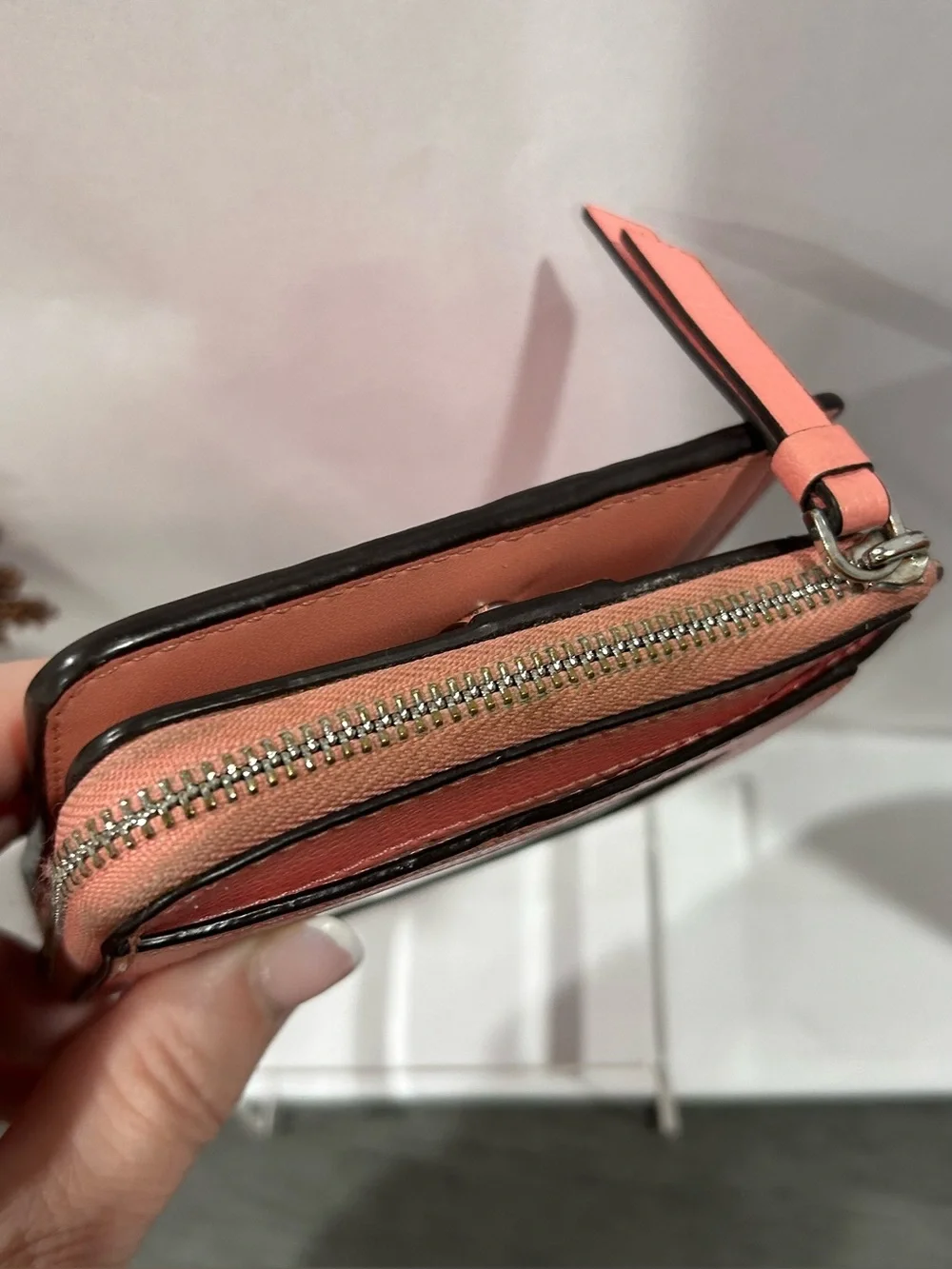 Kate Spade Peach/ Coral Leather Zip Wallet